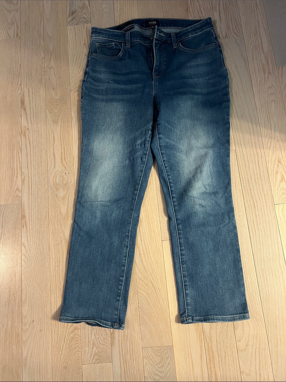 NYDJ Women's Sherri Slim Mid-Dark Blue Ankle Straight Jeans
